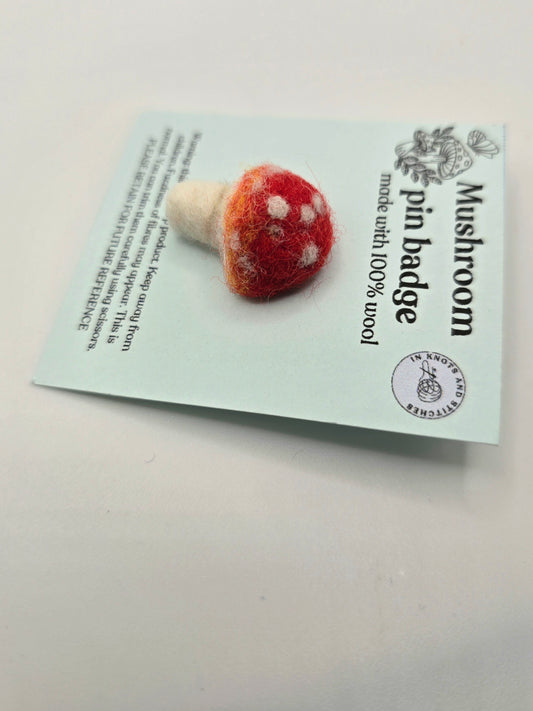 Mushroom pin badge - fly agaric